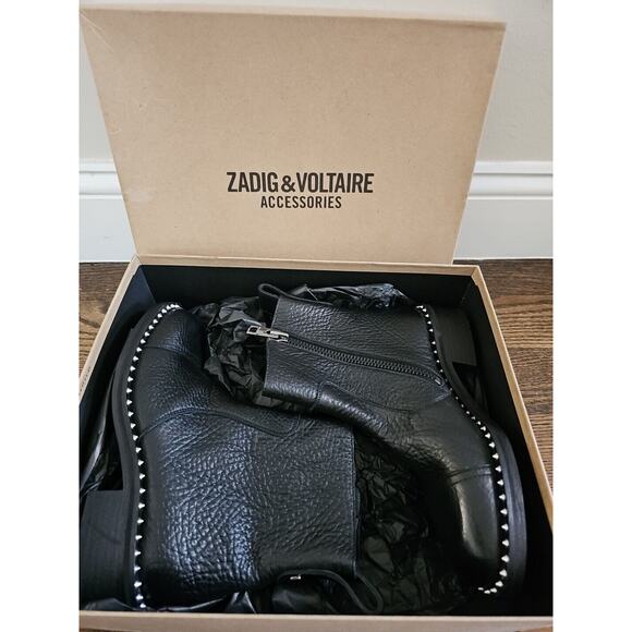 Zadig & Voltaire Empress Clous Round Toe Leather Low-Heel Booties $528, Sz 36 - Picture 9 of 9